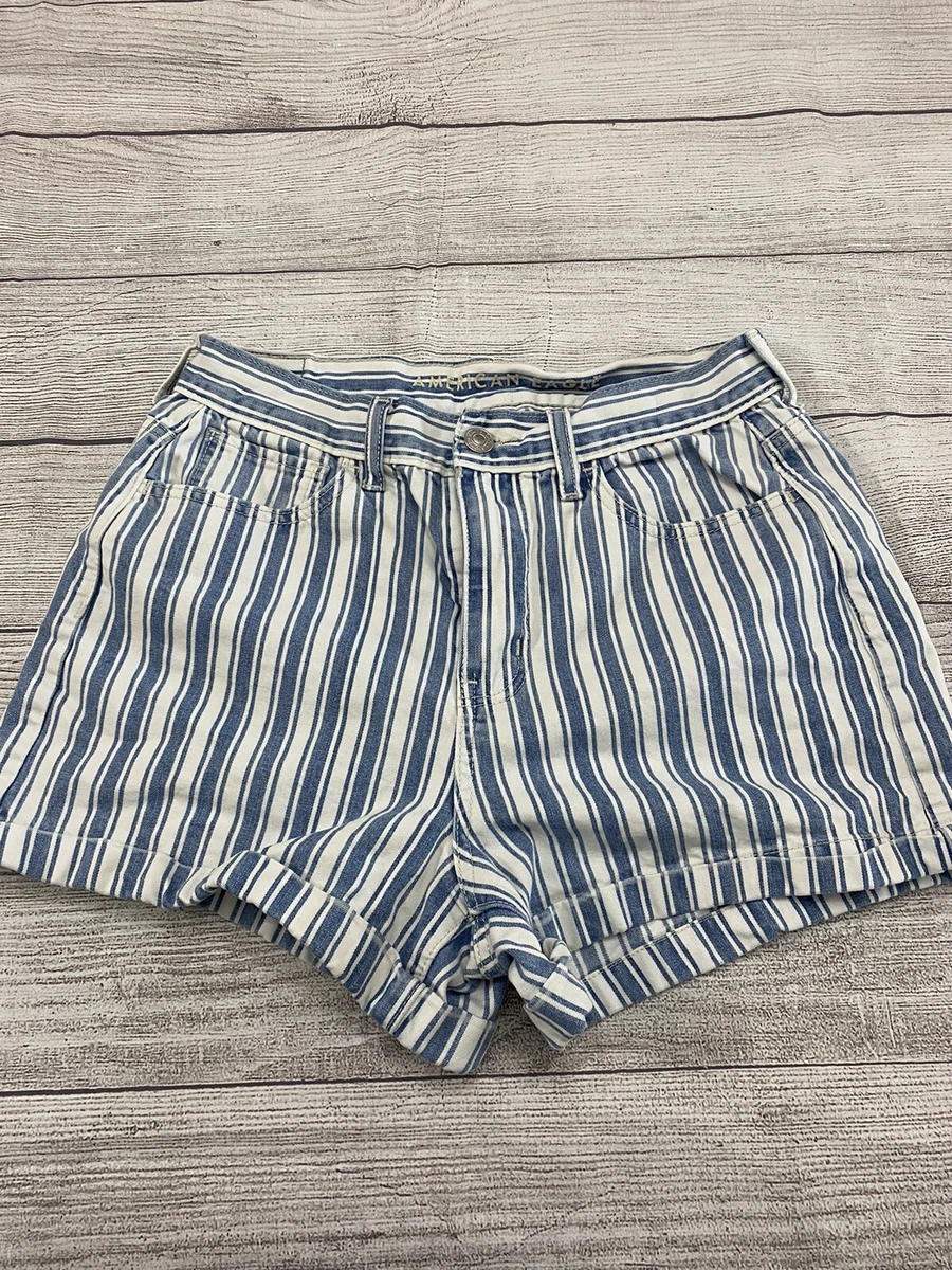 American eagle blue best sale and white striped shorts