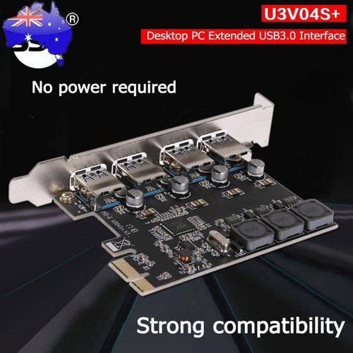 U3V04S+ 4 Port USB 3.0 PCIe Expansion Card PCI Express USB Hub Adapter