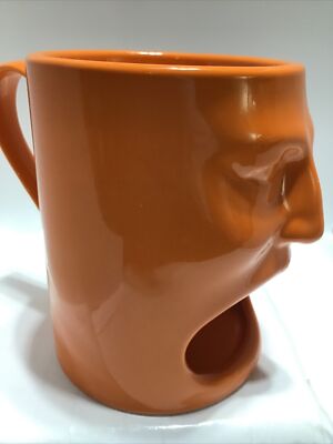 OPEN MOUTH FACE DONUT HOLDER  COFFEE MUG. TIKI EMBOSSED MUG. Deco 3D Mug. B224