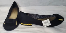 CHRISTIAN SIRIANO Payless Bow Toe Black Gold Heal Slip On Women's Size 7.5