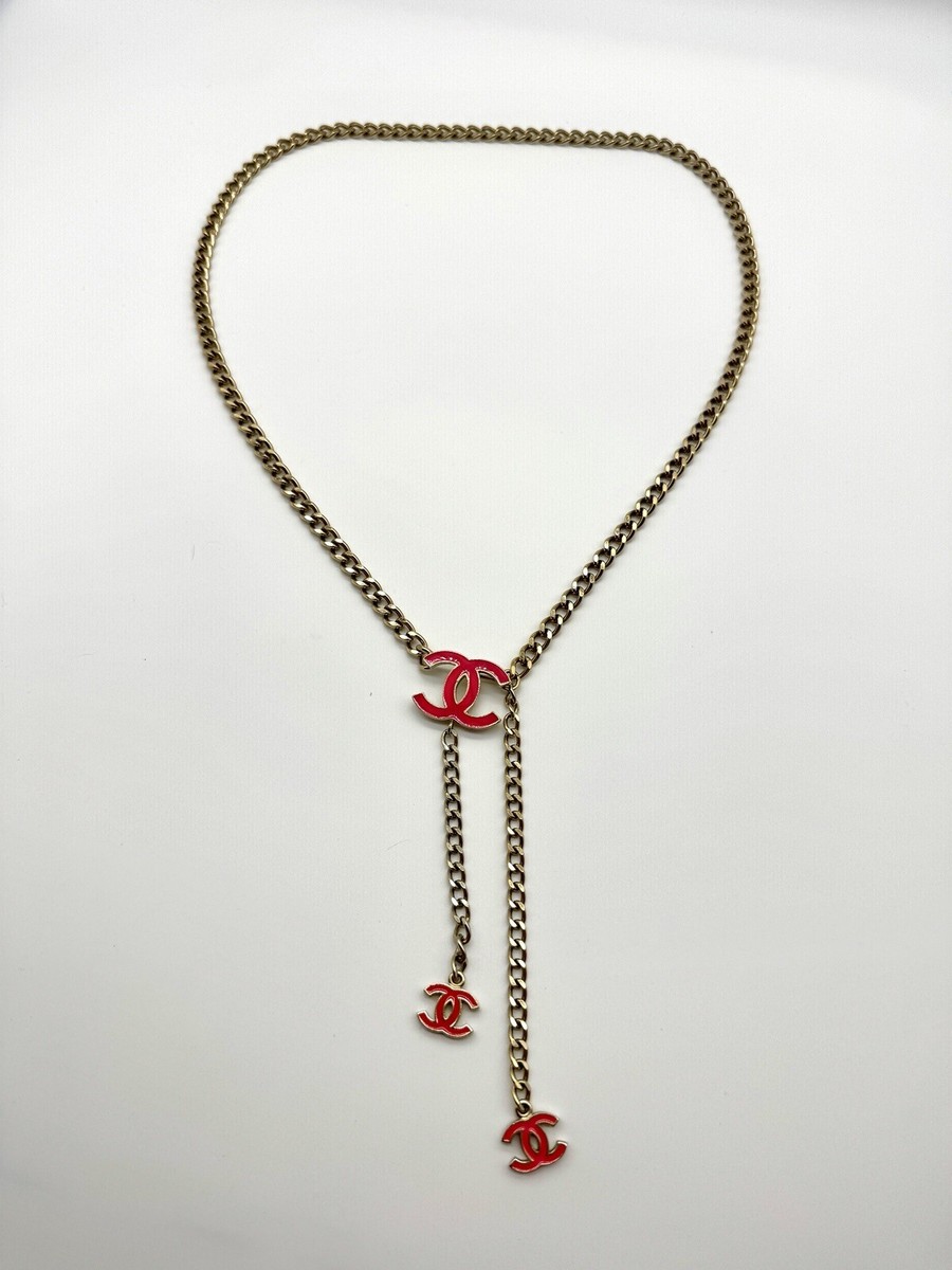 Chanel Vintage Chain Belt Enamel Pink Champagne Gold | eBay