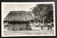 RPPC Postcard Un Rancho Topila V C E E Barrows Horses Lady Hut Shelter