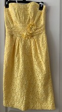 NWOT Davids Bridal Size 2 Short Strapless Sunbeam Yellow Lace Formal Dress