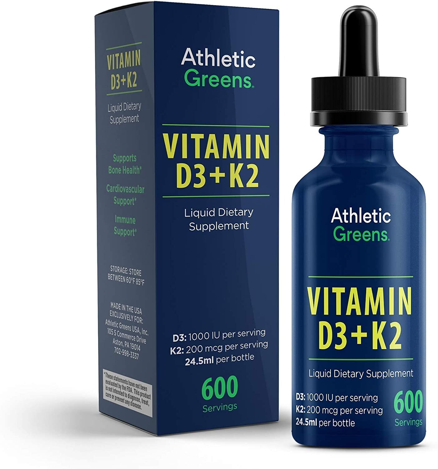 AG1 Athletic Greens D3+K2 Liquid Dietary Supplement 30ml Fresh Exp