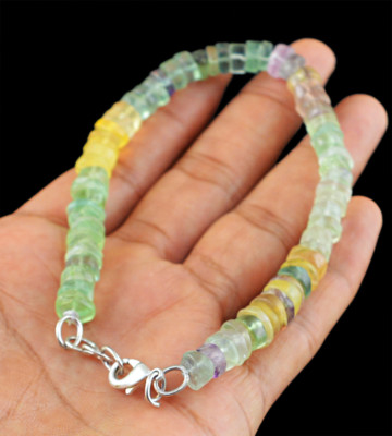 123,00 kt Natürliches Unbehandeltes Multicolor Fluorit Runde Form Perlen Armband