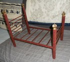Antique Handmade Wooden Doll Bed Frame with Decorative Finials — photo 2