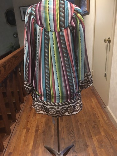 AMAZING CASTING ART TO WEAR MULTI COLOR EMBROIDERED BEADED FRONT TUNIC BLOUSE S - Picture 9 of 12