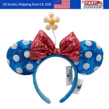 Disney-Park's Sequins Bow Polka Dot Sun Flower Minnie Mickey Mouse Ears Headband