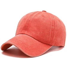 Men's Cotton Baseball Cap Polo Style Solid Adjustable Dad Hat Washed Ball Cap