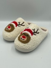 Christmas Deer Reindeer Plush Slippers Size 6.5