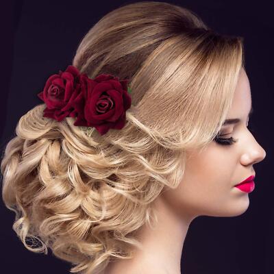 2 Pack Rose Flower Hair Clip, Women Wedding Accessories  display picture 1