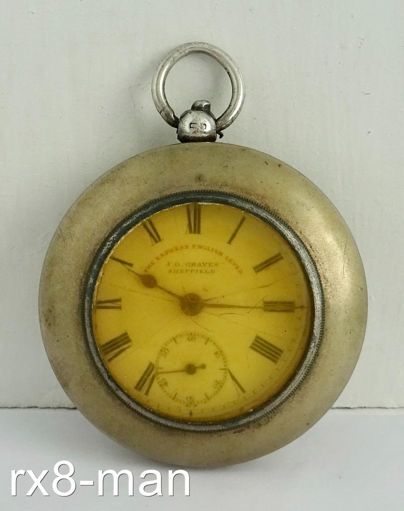 1901 ANTIQUE SOLID SILVER J G GRAVES THE EXPRESS ENGLISH LEVER FOB