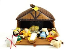 NEW Plush Nativity 9-Pc Jesus Mary Joseph Manger Play Toy Baby Children Nursery
