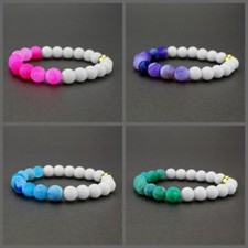 Pulsera elástica 6 colores unisex hecha a mano natural 8 mm cuentas redondas de piedras preciosas de ágata
