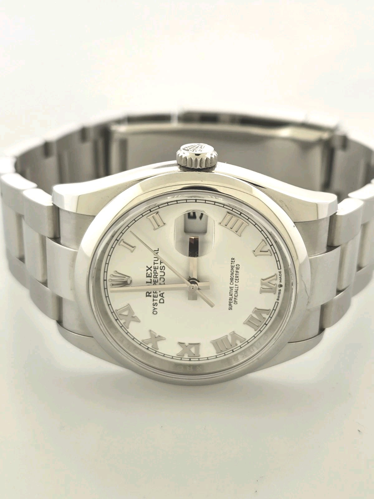 Rolex Datejust 126200 S/S 36MM 2024 Auto Luxury White Roman Dial Watch.Mint.B/P image 3