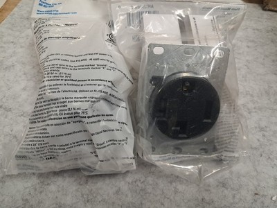 Eaton AH1257BK-F Flush Mount Receptacle - 30 Amp - 125/250 VAC - NEMA 14-30R