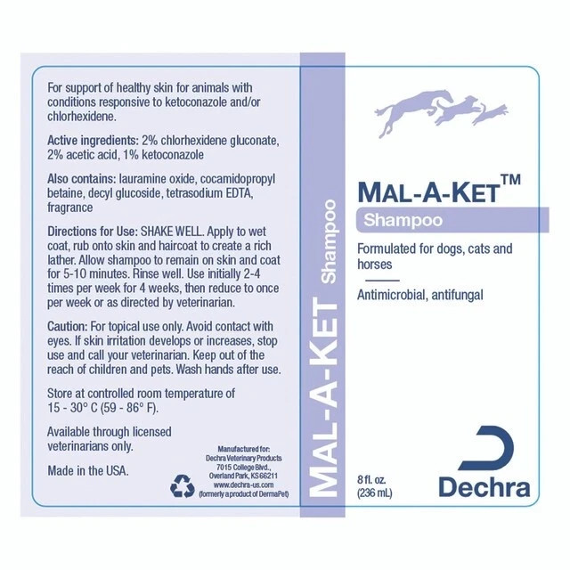 Dechra Mal-A-Ket Shampoo | 8oz | Antimicrobial, Antifungal - dogs, cats, horses