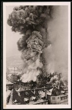 Photograph Hommel, view Stuttgart, castle fire, larger part of the attic 