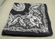 ETRO Silk Black White Paisley Scarf 17 x 17 EUC No Stains or Holes