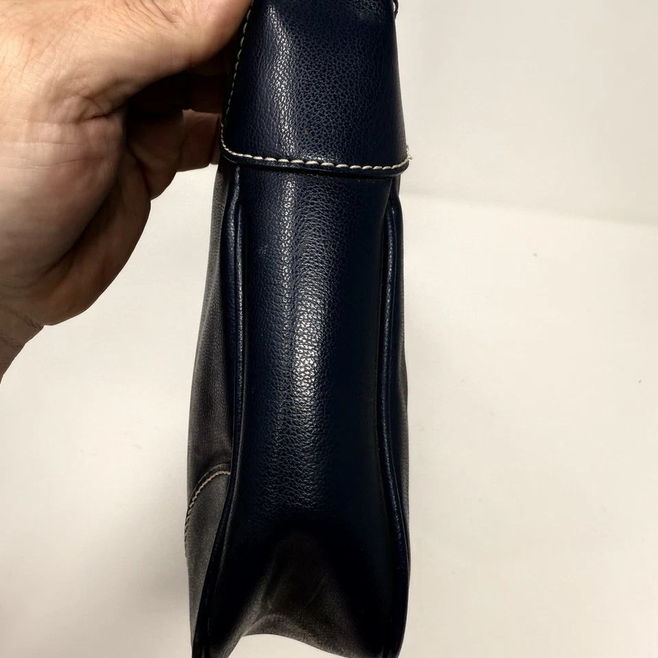Tommy Hilfiger Y2K Cartera Azul Marino Logo Bolso de Mano De Colección Preppy Cuero Náutico Look Foto 4 de 4