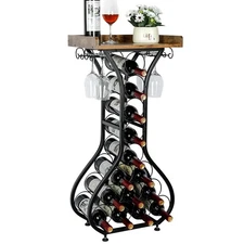Wine Rack Freestanding Floor, Mini Bar Table Wine Holder Stand Liquor Cabinet...