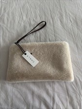 Chalk Small Pouch Bag Flat Fur Labrador Cream Faux Fur Bag BNWT