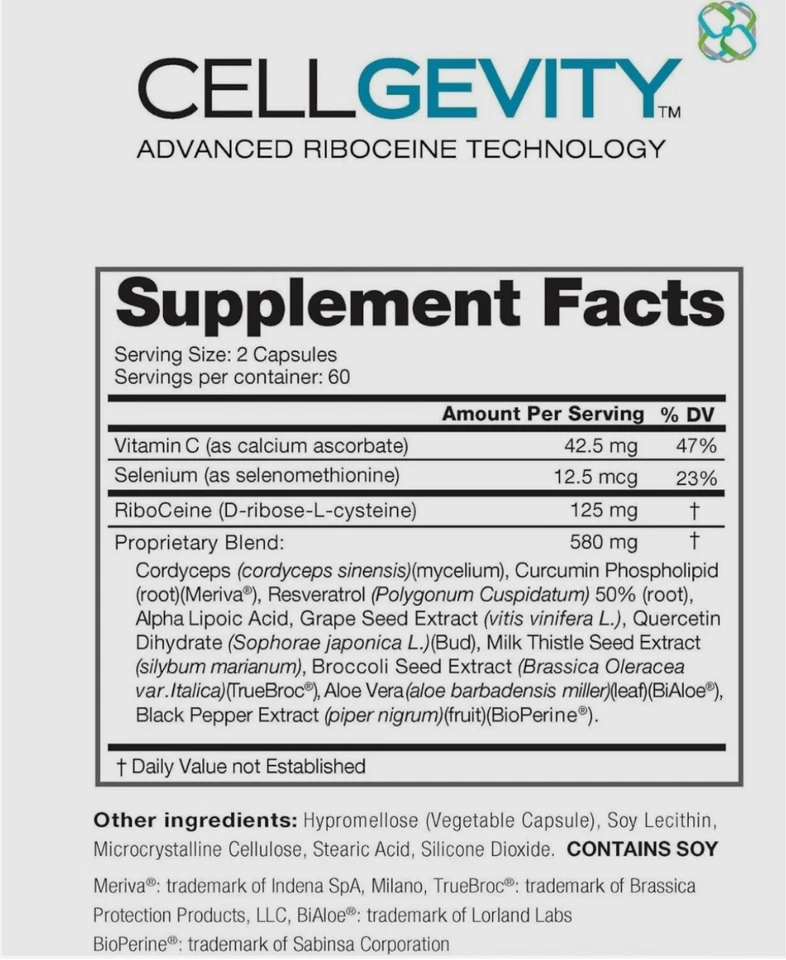 Max International Cellgevity Riboceine Technology 120 Veg. Cápsulas/60 porciones Foto 2 de 4