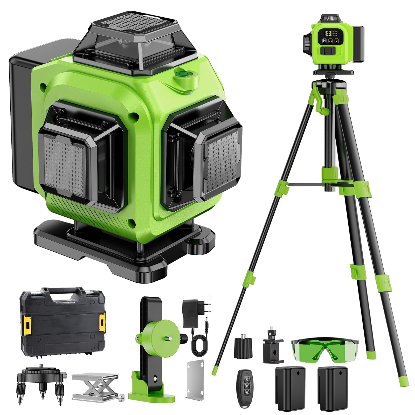 Livella Laser Autolivellante 16 Linee con Treppiede 4 X 360 °Livello Laser