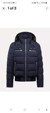 Image of Moose Knuckles Cloud Bomber Shearling Blue/Black XXL Jacket Brand New with Tags