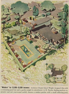 Magazine Ad Modern Home by Frank Lloyd Wright   Architectural Advertising Print