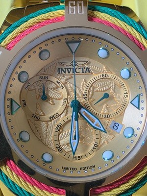 Invicta Bolt One Love Swiss Ronda Z60 Caliber Men's Watch - 53mm. Green. Yellow.