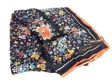 Roberto Cavalli Silk 100% Floral Scarf Black ...