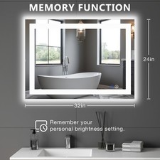 3 Color Led Lighted Bathroom Mirrorsmart Memory Functionanti-fog Vanity Mirror