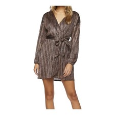 Forever 21 Metallic V Neck Striped Wrap Dress – Size Small