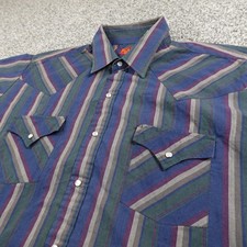 VTG Ely Plains Shirt Mens XL Blue Green Western Pearl Snap Cowboy Rodeo Ranch