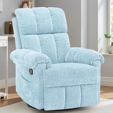 Recliner Chair Swivel Rocker Recliner Chair for Adults Blue
