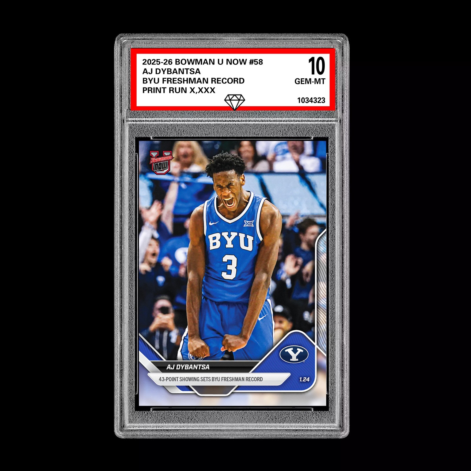 Graded 10 AJ Dybantsa #58 2025-26 Bowman U Now Sets BYU Record RC Card PRESALE