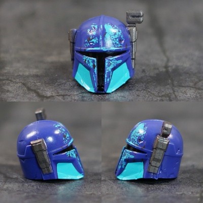 Star Wars 1:12 Scale Blue Mandalorian Helmet Head Fodder Figure Part