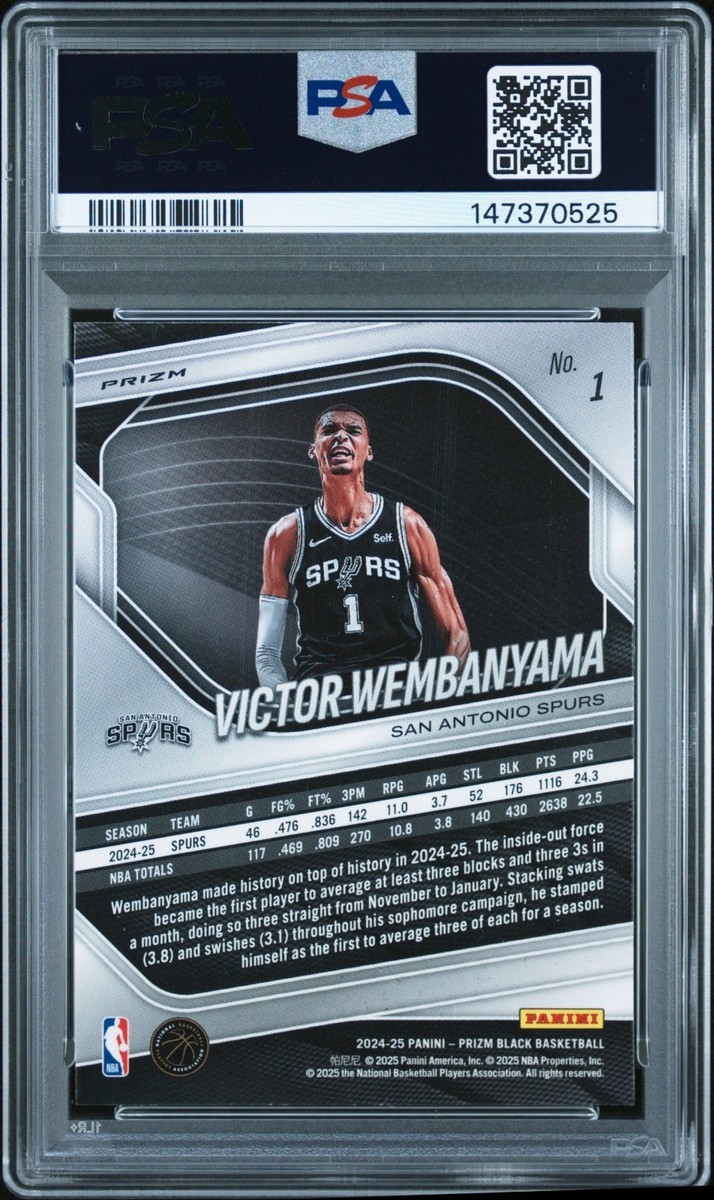 PSA 10 2024-25 Panini Prizm Black #1 Victor Wembanyama Silver Holo