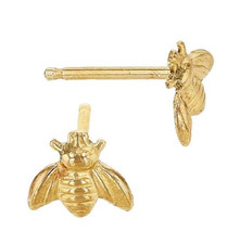 14K Yellow Gold Bee Stud Earrings