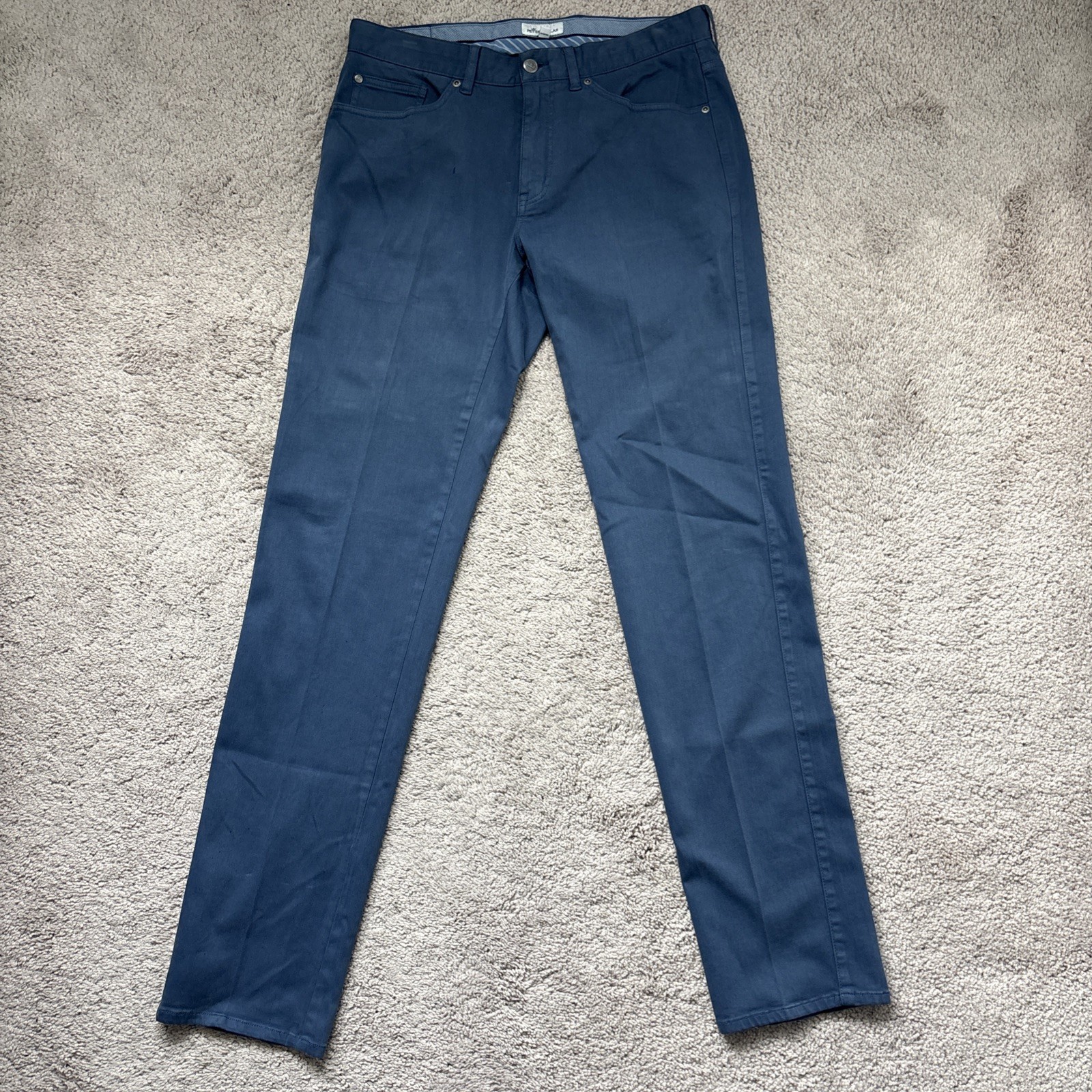 Peter Millar Pants Mens 32x33 Blue Polyester Chino Golf Travel 5 Pocket Khaki