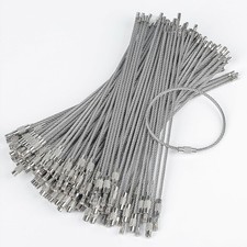Pawfly 6 Inch Wire Keychain Cable Large Stainless Steel Key 100 Pack, Silver