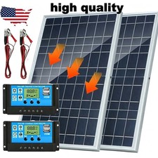 2 Sets 30W Solar Panel Charger 12V Solar Battery 100A W/ Controller Maintainer