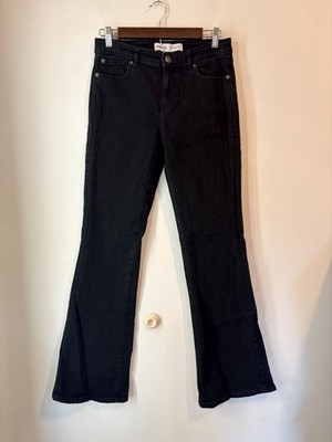 Bershka Black Jeans High Rise Size 7 Flare 34'' Inseam Denim