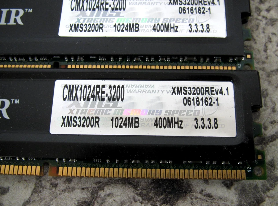 2GB 2x1GB Corsair CMX1024RE-3200 XMS DDR400 PC3200 Server Ram / Memory Used - Image 2 of 4
