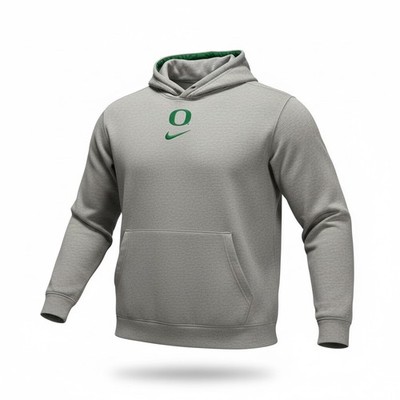 Nike Oregon Ducks Dri FIT Pullover Hoodie Gray Green Men's Large Ceter Swoosh