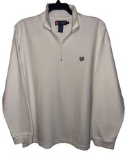 Chaps Ralph Lauren 1/4 Zip Mock  Neck Ivory Cream Cotton Sweater Mens sz L NWOT