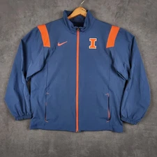 Illinois Fighting Illini Nike On Field Blue Full Zip PE Jacket Mens Large