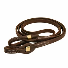 AJ Tack Oiled Harness Leather Brass Quick Change Roper Reins - 5/8in x 8ft