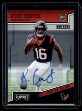 Keke Coutee 2018 Panini Playoff Red Zone Rookie Autograph Auto Card #228. rookie card picture